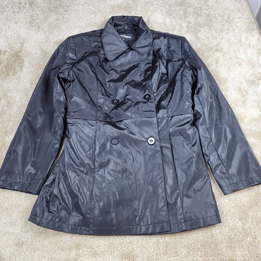 Karizma Women's Button Front Coat Jacket Collared Long Sleeves Size M Black